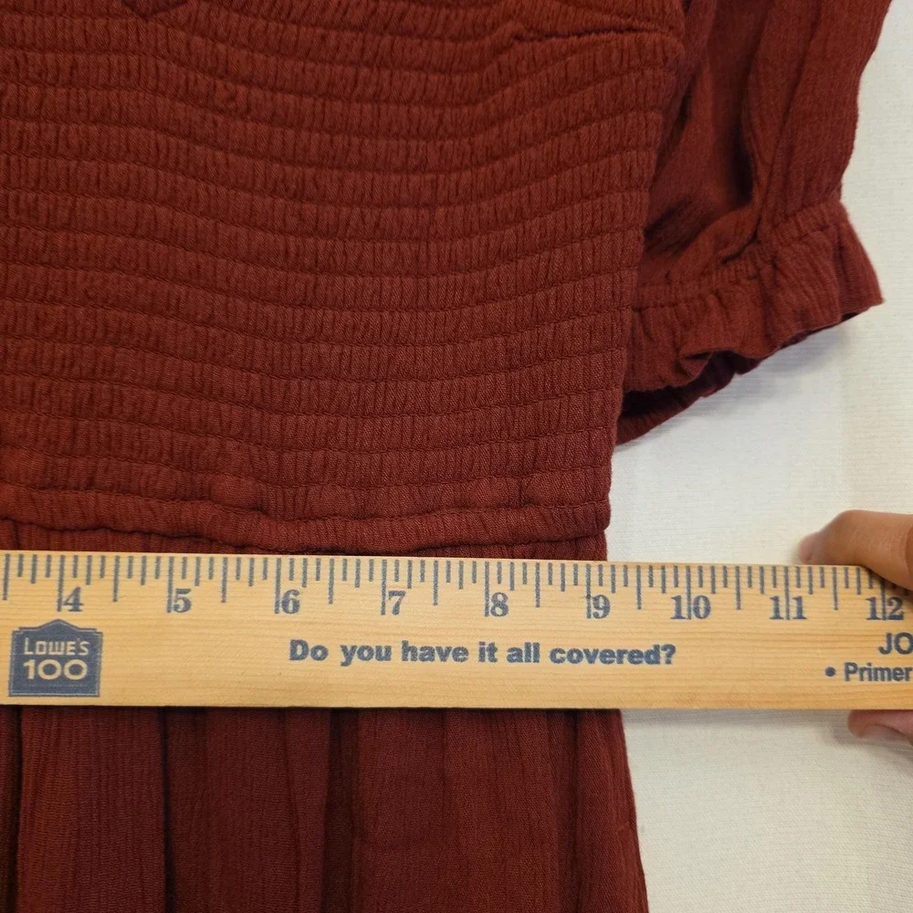 Abercrombie & Fitch Dress Womens XS Red Smocked Puff Sleeve Maxi Boho Sundress